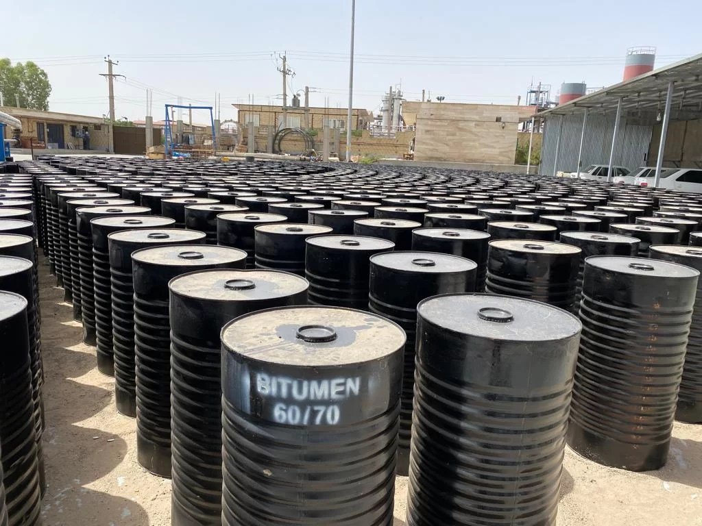 Bitumen drums in storage
